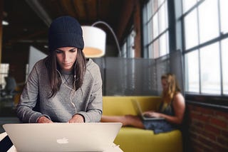 woman in coworking center