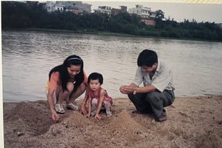 During happier times with my parents