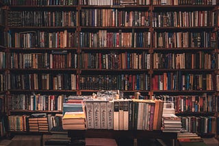 Library with books.