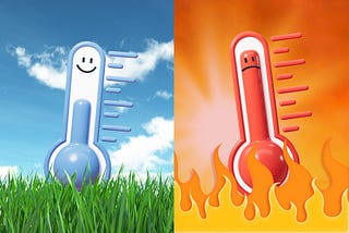 cartoon of two thermometers