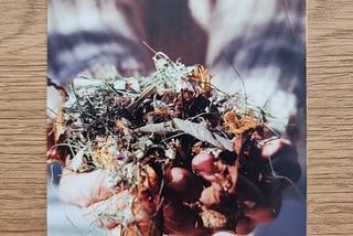 A close up image of a rustic bunch of wild flowers in a pair of hands