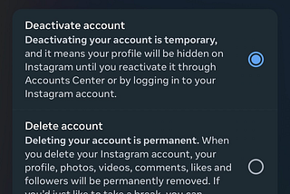 UX Writing Portfolio: Rewriting copy on Instagram account deactivation