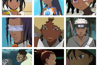 A compilation of Black anime characters