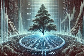 Artistic representation of a binary tree showing the longest path from root to the deepest leaf, illustrating the concept of maximum tree depth.