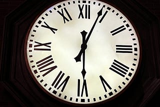 The face of a big clock.