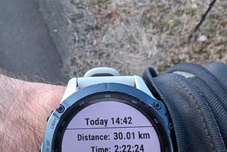 An image of the writer’s Fitness Watch after a run.