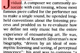 The method of chance music and John Cage