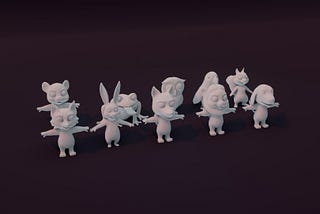 Cartoon Animals Rigged Base Mesh