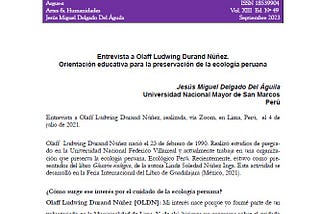 Entrevista a Olaff Ludwing Durand Núñez.