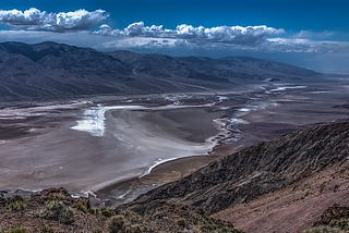 A view looking into Death Valley, CA, one of the hottest places on Earth.