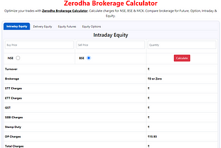 Zerodha Brokerage Calculator