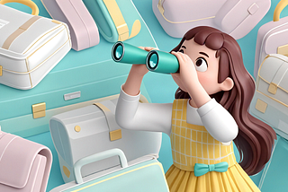 A girl uses telescope to find a job