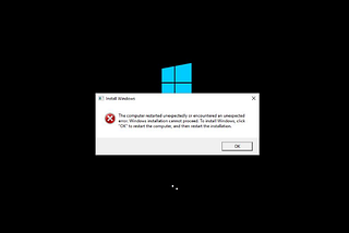 The Computer restarted unexpectedly, Windows installation cannot proceed — AWS