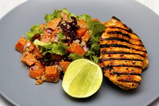 A plate of healthy food — grilled chicken