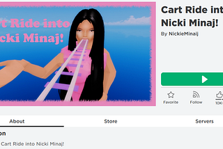 Image shows a launch page for a Roblox game called ‘Cart Ride into Nicki Minaj!’