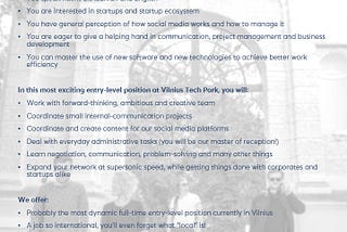 Vilnius Tech Park is hiring!
