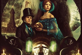 A movie poster for Frankenstein (2025), drawn in a Gothic, Victorian style.
