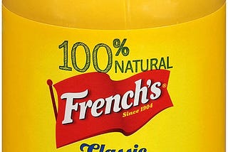 Photo of jar of French’s classic yellow mustard.