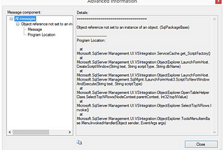 Object reference not set to an instance of an object. (SqlPackageBase)