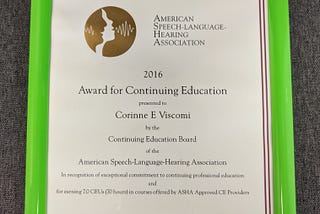 The ASHA Award for Continuing Education