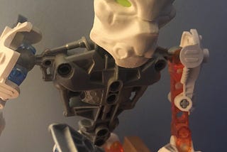 Angled close-up of a Bionicle figure