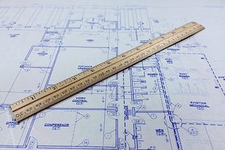 Blueprints with ruler on top