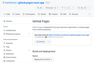 Publishing a React front-end web application using GitHub Pages