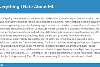 Everything I Hate About Machine Learning