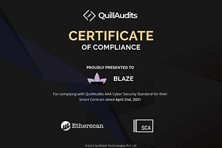 Quillhash Audit Finds $BLAZE Token Contract 100% SAFU