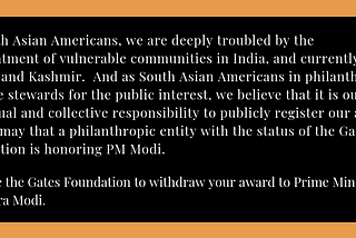 Open Letter to Gates Foundation from South Asian Americans and Allies in Philanthropy: Rescind…