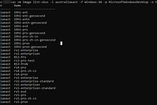 How to list Azure Virtual Machine Skus