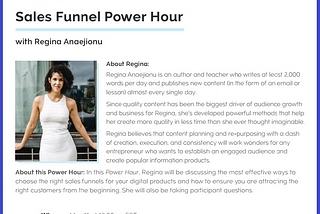 Regina Anaejionu Live Webinar: Sales Funnels for Online Course Creators (Free)