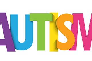 The word Autism in block letters and rainbow colours