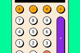 A digital version of a physical old-school calculator with a brutal design style.