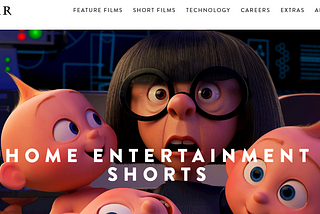 Pixar’s landing page