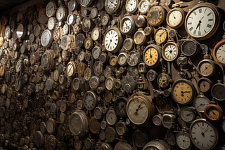 a huge array of clocks for sale (retail therapy)