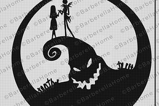 8ft Jack & Sally moon Template when made. Printable trace and Cut Halloween Silhouette Decor Templates / Stencils. PDF