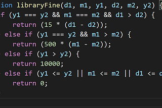 Library Fine Solution In Javascript