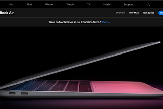 Macbook air website landing page.