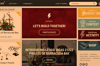 A screenshot of the Ideas.lego.com website.