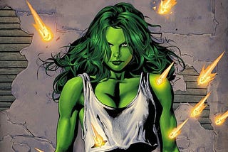 She-Hulk in a hail of bullets.