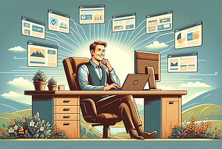 Am man at the computer running multiple online businesses