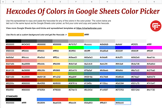 How to get Hex code of colors in Google Sheets