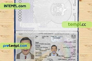 UAE passport PSD download scan and photo look templates