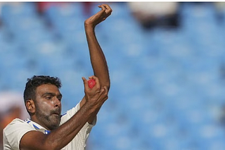 India’s Ravichandran Ashwin bowls a delivery on the fourth day of the third Test match between India and England, at the Niranjan Shah Stadium, in Rajkot.