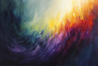 Abstract painting of light and dark colors