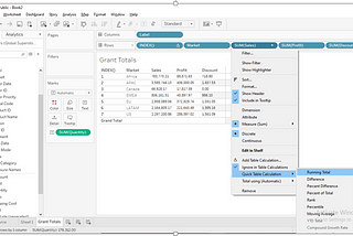 Computing grand totals of Discrete Measures using RUNNING SUM and LOOKUP filter in Tableau