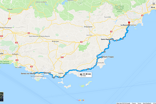 Day 7 (James): Sanary-Sur-Mer — Toulon — Saint-Tropez — Saint-Raphael — Cannes (La Bocca)