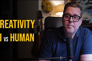 Photo of Jason Cyr with the caption “Creativity. Human vs AI”