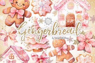 Watercolor Gingerbread cookie digital design, Xmas clipart, Christmas clipart, holiday clipart,Santa Claus Clipart, christmas tree clipart